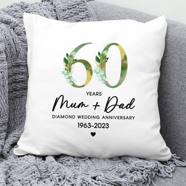 Custom 60th Diamond Anniversary Pillow - Keepsake for Couples - Bespoke Design - DENMARY